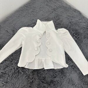 Lele for Kids Girls White Ruffle Front Jacket